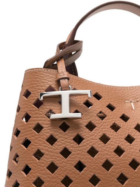 Tod's hanging-T perforated tote bag - Brown