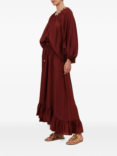 ZIMMERMANN Aster ruffled maxi skirt - Red