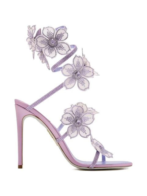 René Caovilla floral-embellished sandals - Purple - zdjęcie produktu nr 1