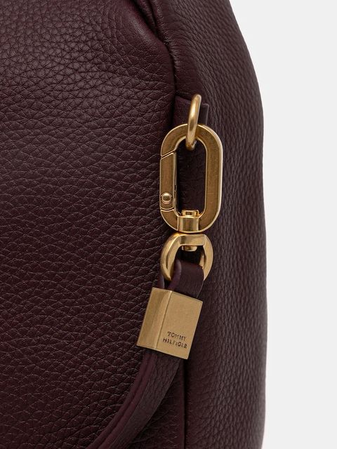 Tommy Hilfiger torebka skórzana kolor bordowy AW0AW18150 - zdjęcie produktu nr 2