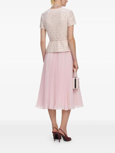 Self-Portrait embellished pleated midi dress - Pink
