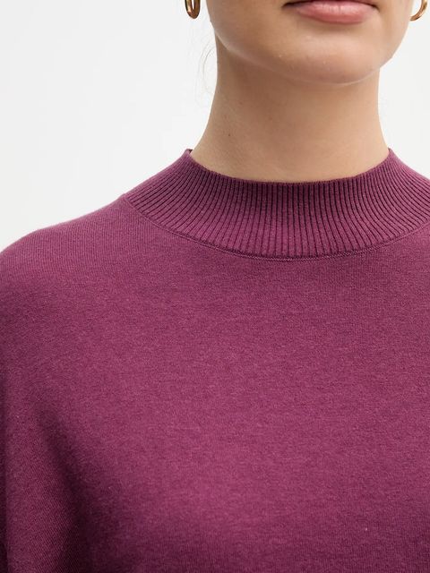 United Colors of Benetton sweter z dodatkiem wełny damski kolor fioletowy lekki z półgolfem 1Y6SD2041