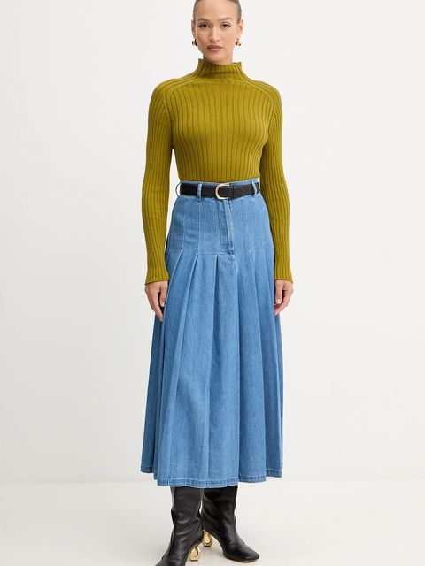 Weekend Max Mara spódnica jeansowa OPUNZIA kolor niebieski maxi rozkloszowana 2525106016600