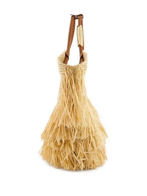 ZIMMERMANN fringed straw handbag - Neutrals