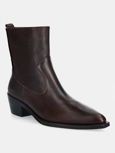 Answear.LAB botki skórzane kolor brązowy na słupku