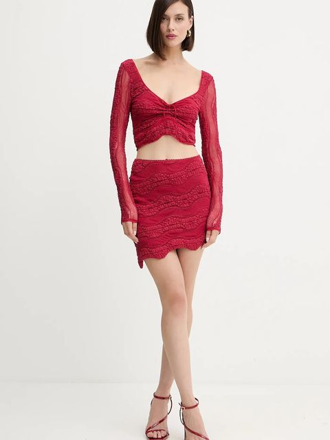 Charo Ruiz Ibiza bluzka damska kolor czerwony gładka 257101 - zdjęcie produktu nr 2