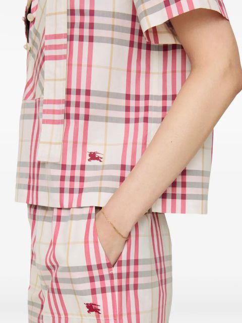 Burberry cropped check cotton scarf blouse - Neutrals