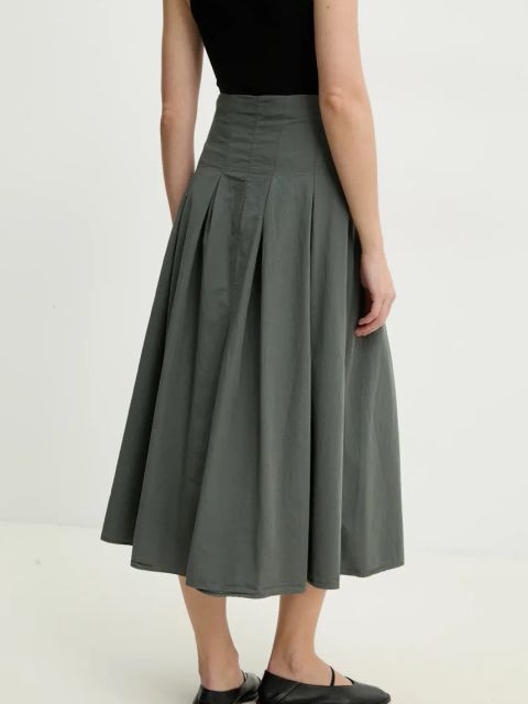 Answear.LAB spódnica bawełniana kolor zielony midi rozkloszowana