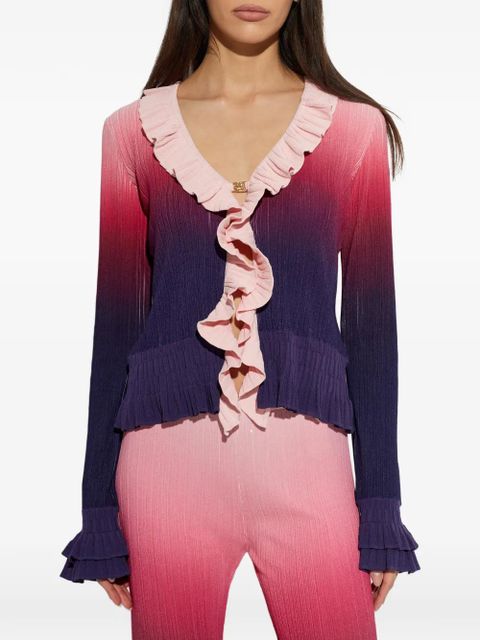 Casablanca gradient-effect ruffled cardigan - Pink
