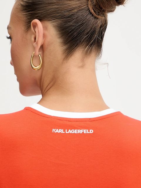 Karl Lagerfeld t-shirt bawełniany IKON damski kolor pomarańczowy B1W17040