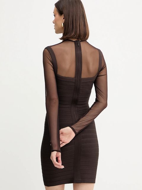 Herve Leger sukienka Amy kolor brązowy mini dopasowana HLT8539685