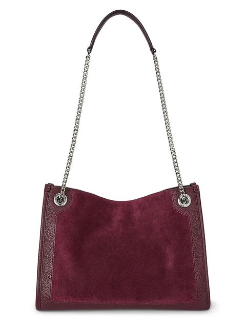 Lauren Ralph Lauren torebka zamszowa kolor bordowy 431980175