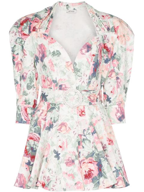 The Attico floral-print belted stretch-cotton dress - Pink - zdjęcie produktu nr 1