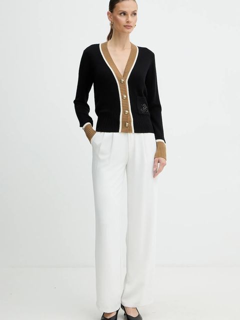 Luisa Spagnoli kardigan wełniany damski kolor czarny lekki 100239 - zdjęcie produktu nr 2