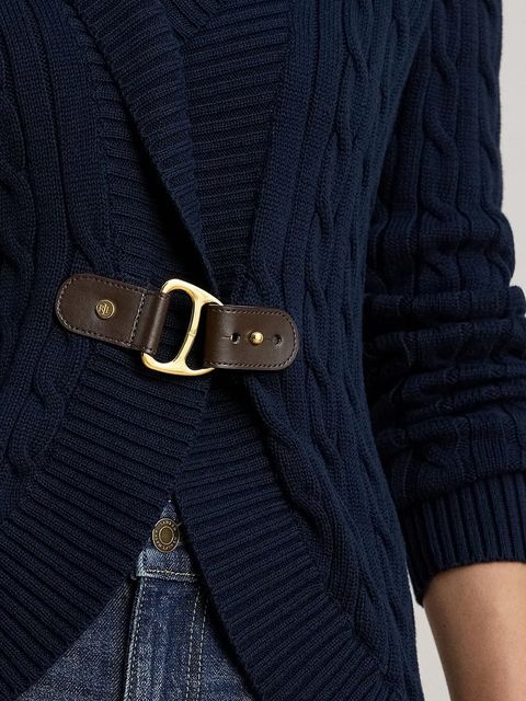 Lauren Ralph Lauren kardigan bawełniany damski kolor granatowy 200P03473