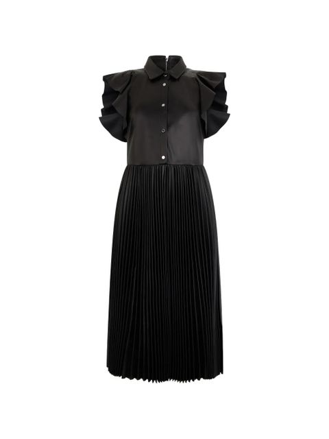 Valentino Garavani ruffled-sleeve pleated dress - Black - zdjęcie produktu nr 1
