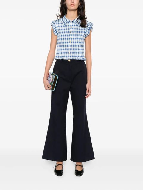 SANDRO ruffled gingham shirt - Blue - zdjęcie produktu nr 2