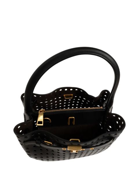 Tod's perforated buckled leather tote bag - Black