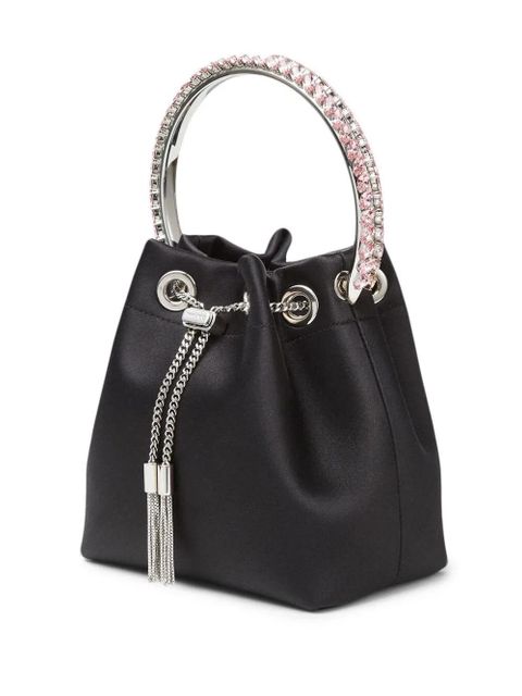 Jimmy Choo Bon Bon crystal-embellished satin bag - Black