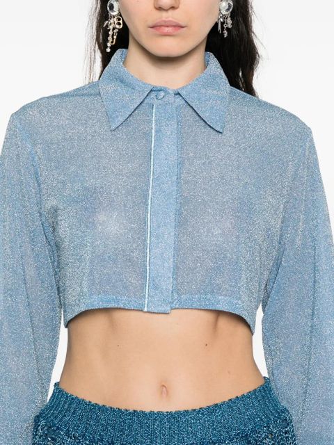 Oséree lurex cropped top - Blue