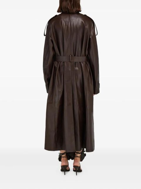 Ferragamo belted leather trench coat - Brown