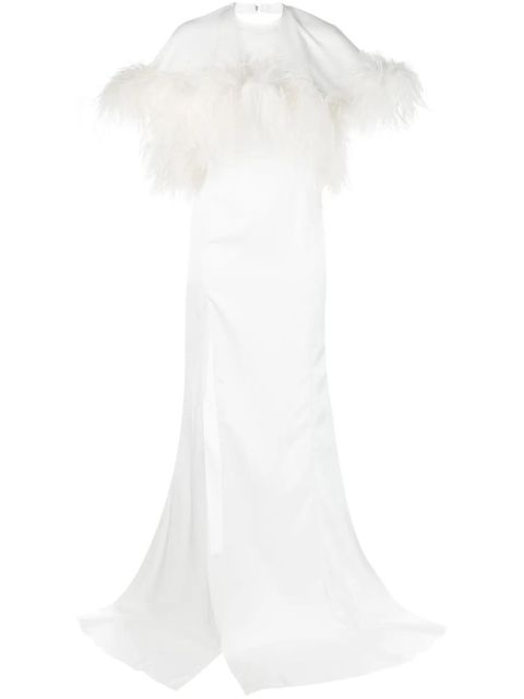 The Attico feather-trim cut-out gown - White - zdjęcie produktu nr 1