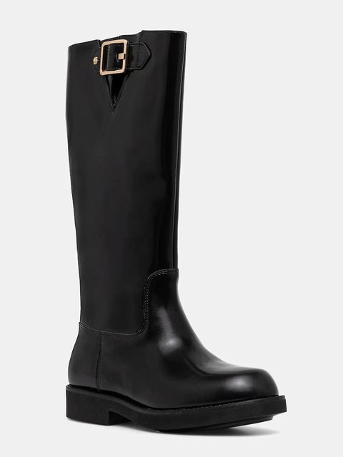 BOSS kozaki skórzane Eleri damskie kolor czarny na płaskim obcasie 50552771 - zdjęcie produktu nr 1