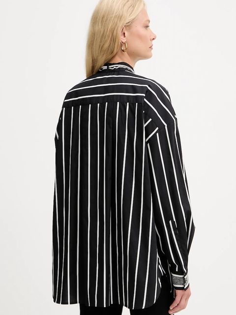 Pinko koszula bawełniana damska kolor czarny relaxed 105606 A2TB