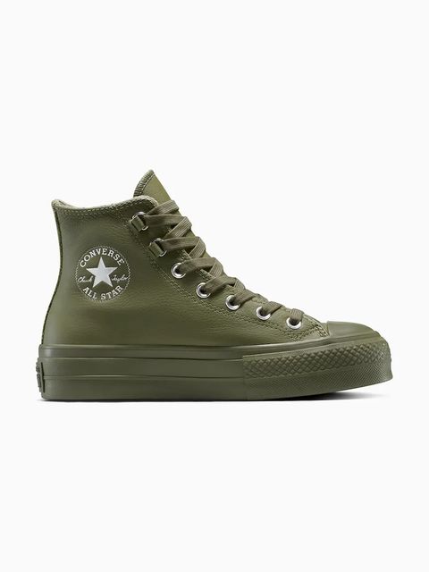 Converse trampki skórzane Chuck Taylor All Star Lift kolor zielony A12968C - zdjęcie produktu nr 1