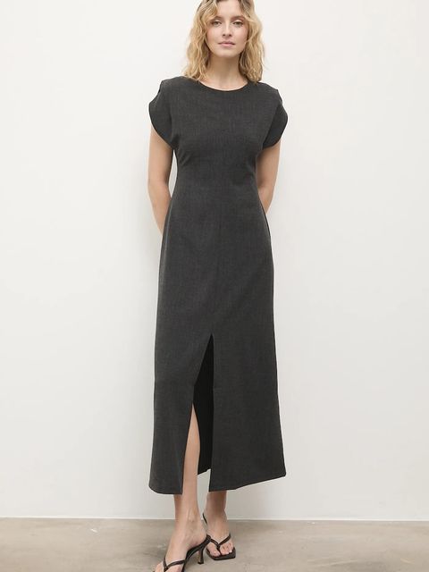 Answear.LAB sukienka kolor szary maxi prosta - zdjęcie produktu nr 1