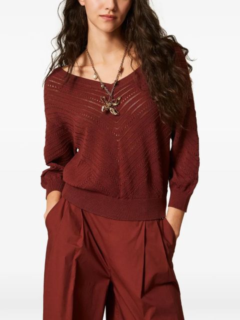 TWINSET pointelle-knit top - Red - zdjęcie produktu nr 2
