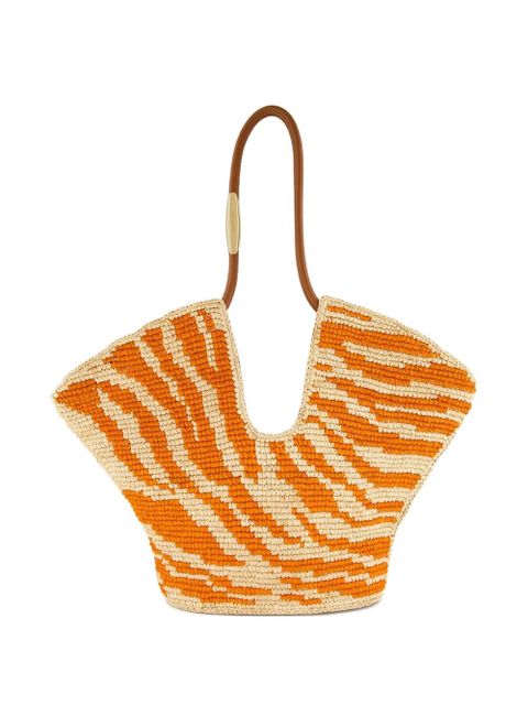 ZIMMERMANN medium Goldentime zebra-print raffia tote bag - Orange - zdjęcie produktu nr 1
