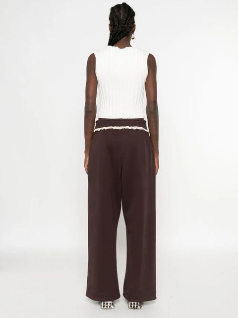 Magda Butrym lace-detail cotton track pants - Brown