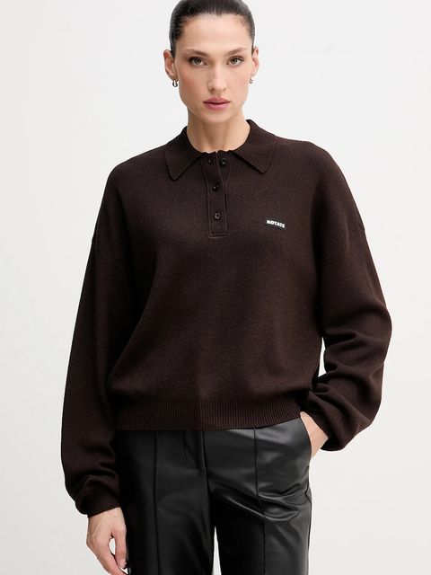 Rotate sweter z dodatkiem wełny damski kolor brązowy lekki 1151371667 - zdjęcie produktu nr 1