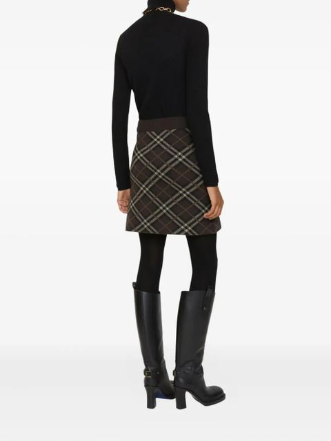 Burberry check-pattern mini skirt - Brown