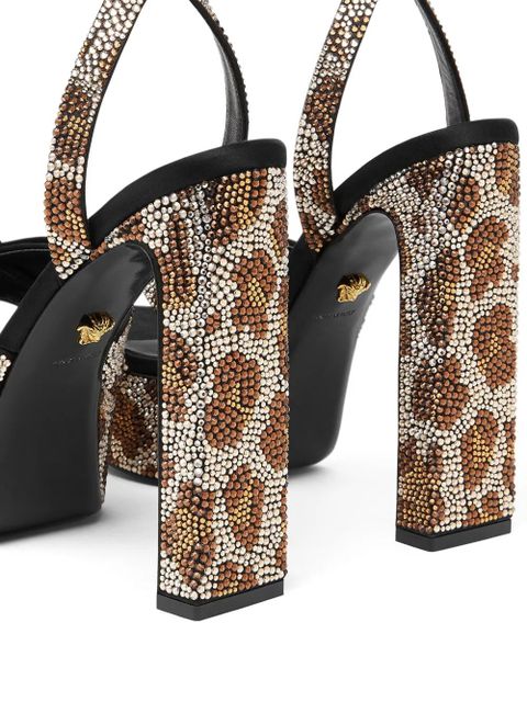 Versace 140mm crystal-leopard sandals - Brown