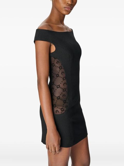 Marine Serre boat-neck dropped-shoulders mini dress - Black - zdjęcie produktu nr 2