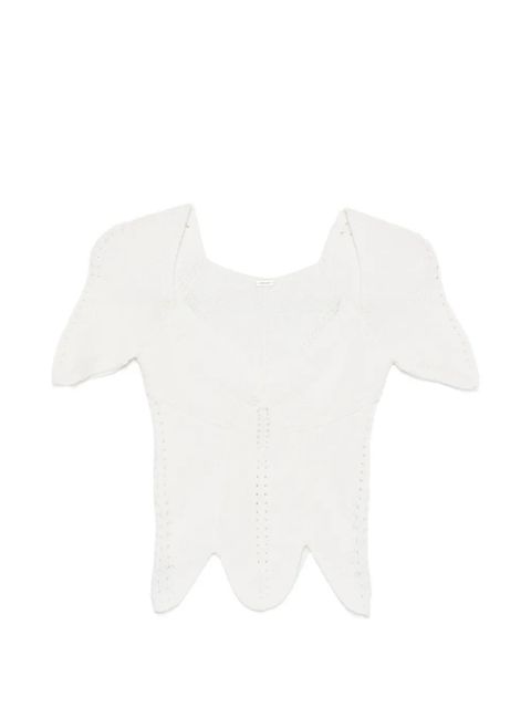 Cult Gaia Eliza V-neck scalloped top - White - zdjęcie produktu nr 1