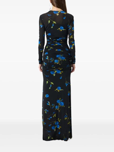 Blumarine ruched floral maxi dress - Black