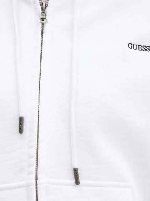 Guess Jeans bluza bawełniana damska kolor biały z kapturem gładka W6RQ32 K68I4