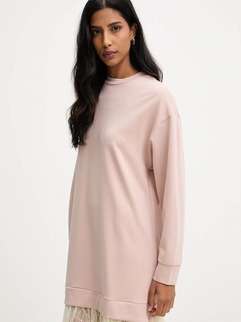 Answear.LAB sukienka kolor różowy midi rozkloszowana