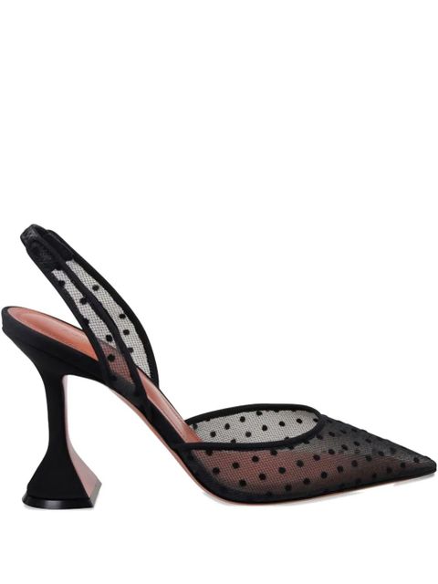 Amina Muaddi 95mm Holli polka-dot slingback pumps - Black