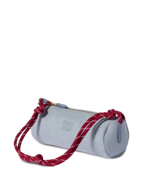 Miu Miu logo-embroidered gabardine bag - Blue