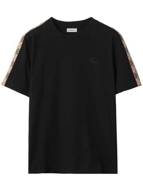 Burberry check-trim cotton t-shirt - Black - zdjęcie produktu nr 1