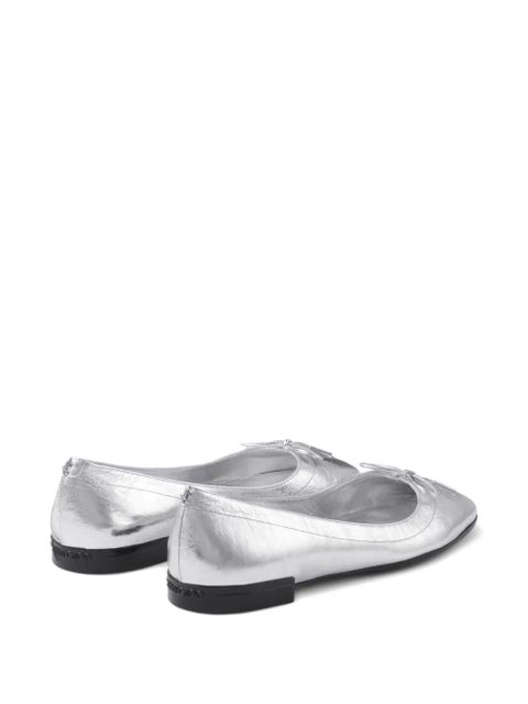 Jimmy Choo Scarlett lace-up bow ballerina flats - Silver