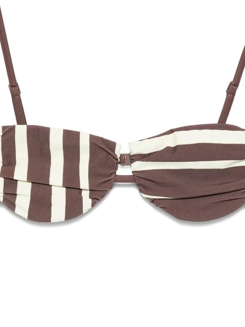 SIR. Linocut striped bikini top - Brown