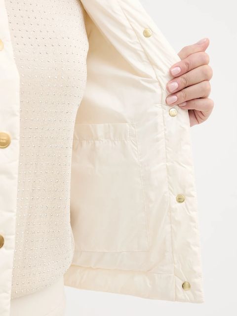 Tommy Hilfiger kurtka puchowa kolor beżowy przejściowa WW0WW47449