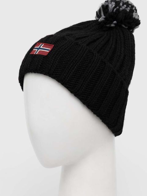 Napapijri czapka z domieszką wełny SEMIURY W 3 kolor czarny z grubej dzianiny NP0A4GKC0411