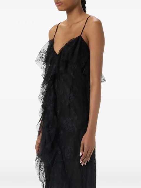 Blumarine lace-patterned ruffled dress - Black