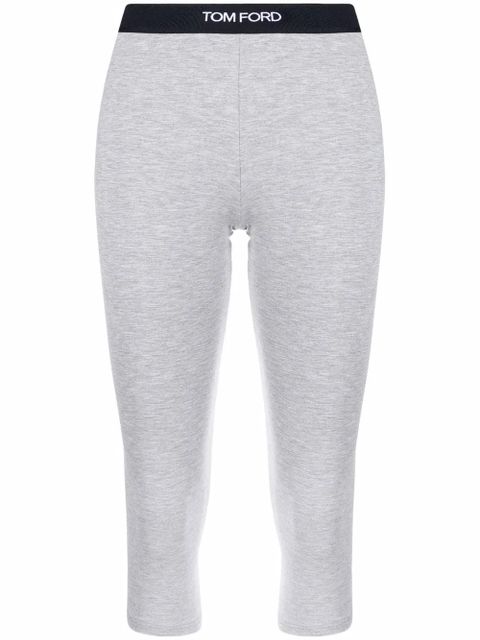 TOM FORD cropped logo-waistband leggings - Grey - zdjęcie produktu nr 1